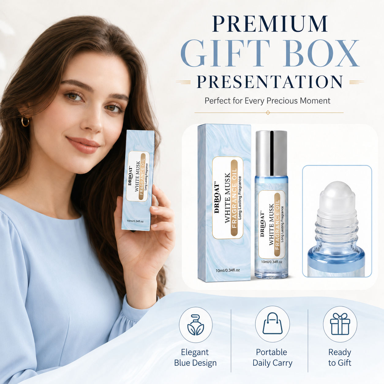 Musk White Oil - Women's Roll-on Perfume Oil, White Musk