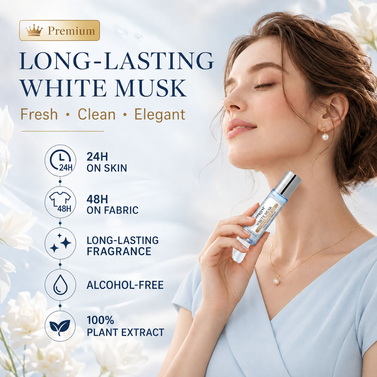 Women's Roll-on Perfume Oil, W - Musk White Oil ulasan dan harga